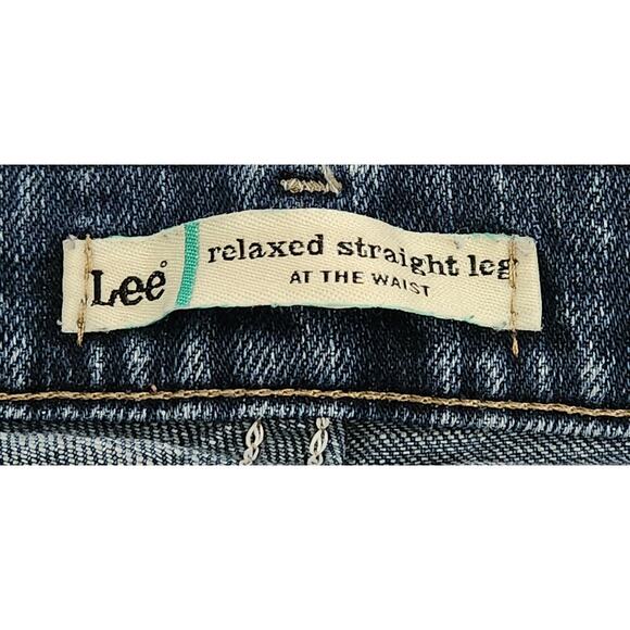 Lee Blue Relaxed Straight Leg 5 Pocket Jeans 16 Long Lightweight Soft Flat Front - Picture 4 of 6